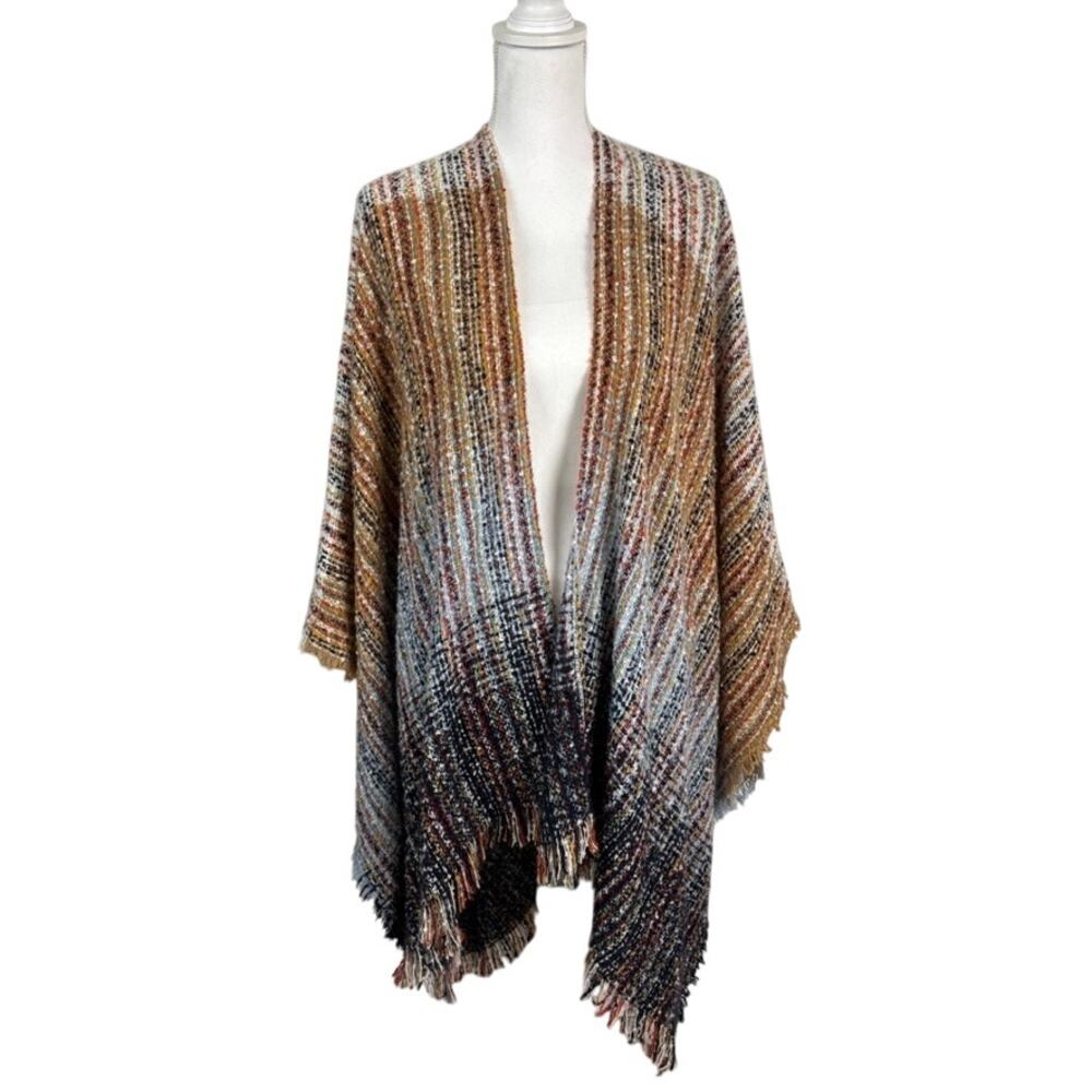 NWT Marcus Adler Woven Cape Poncho Travel Boho Abstract One Size